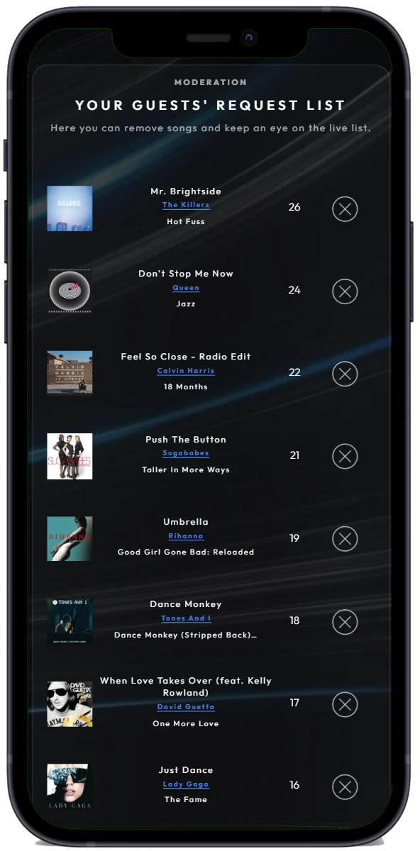 DJfy-app: DJ-omgeving, aanvragen beheren