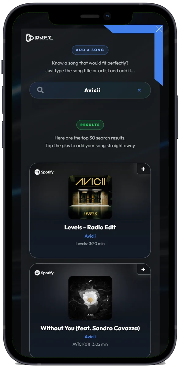 DJfy-app: nummers zoeken